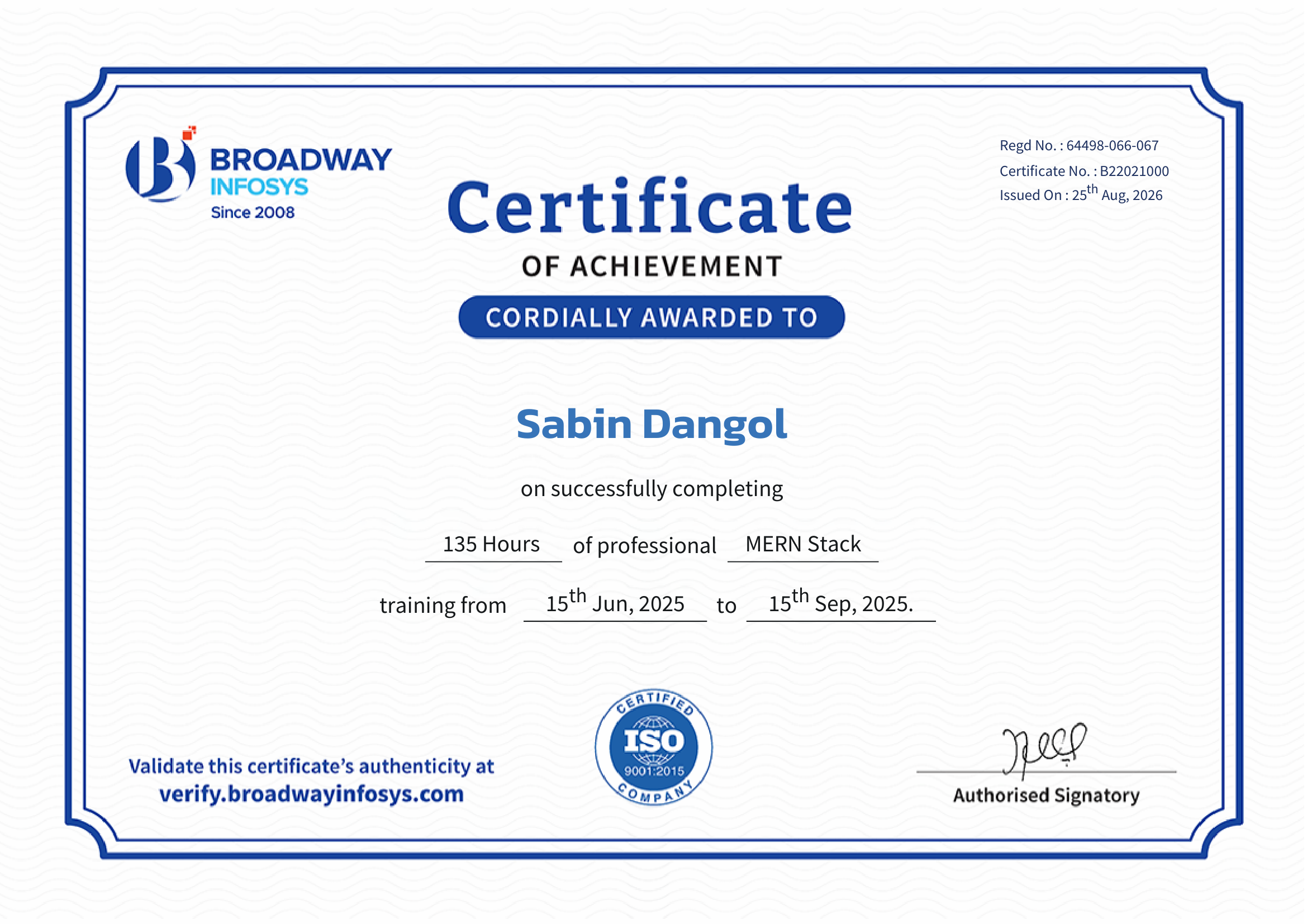 MERN Stack Training - Broadway Infosys