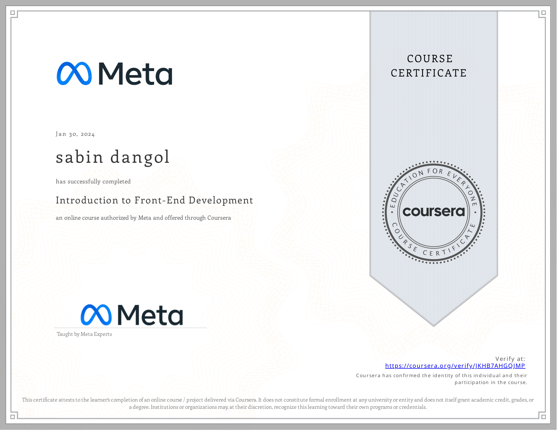 Introduction to Front-End Development - Meta